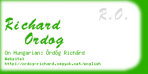 richard ordog business card